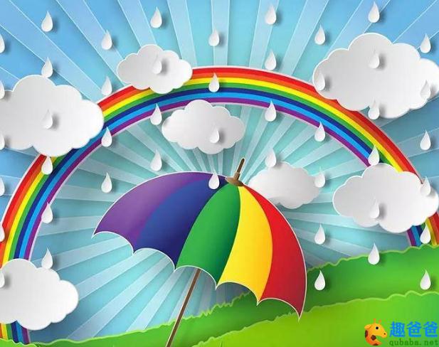 彩虹伞和小花朵